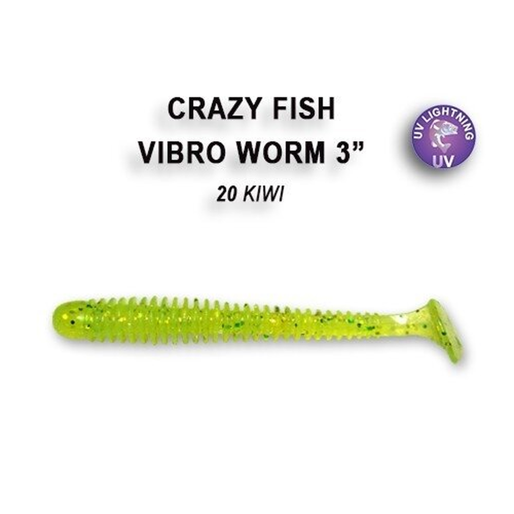 Vibro Worm 75mm Kiwi | Squid 1175-20-6 – softbait for Pike, Perch, Zander