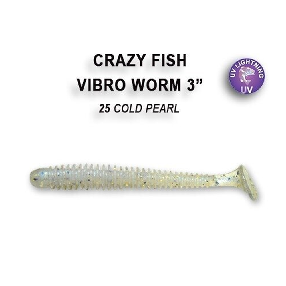 Vibro Worm 75mm Cold Perl | Squid 1175-25-6 – softbait for Pike, Perch, Zander