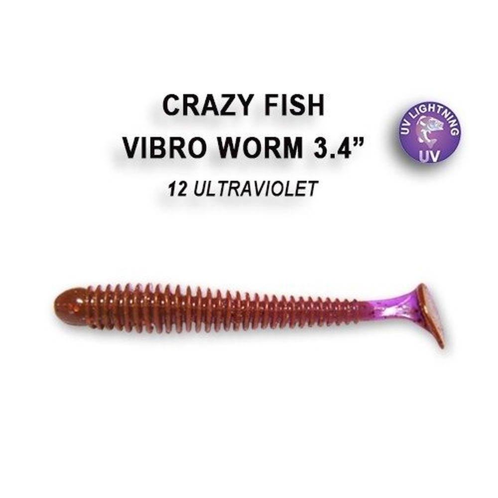 Vibro Worm 85mm Ultraviolet | Squid 1285-12-6 – softbait for Pike, Perch, Zander