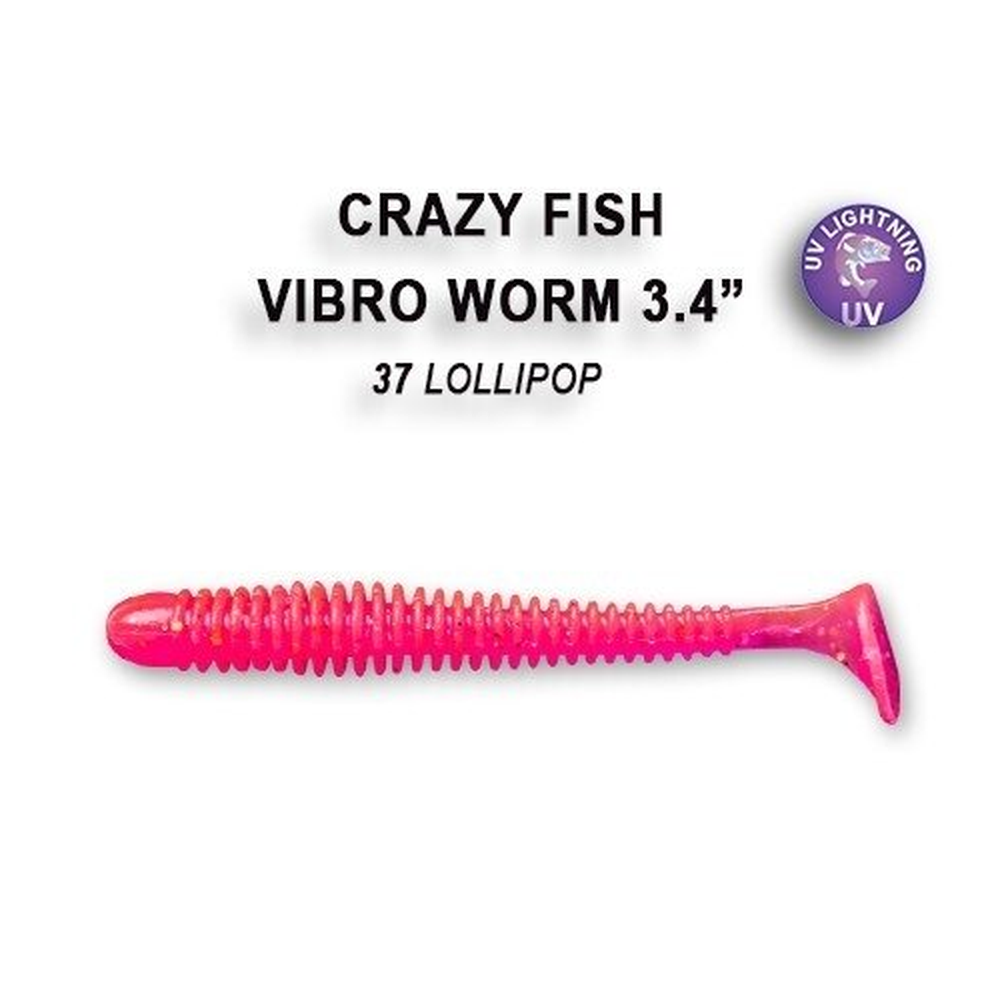 Vibro Worm 85mm Lollipop | Squid 1285-37-6 – softbait for Pike, Perch, Zander