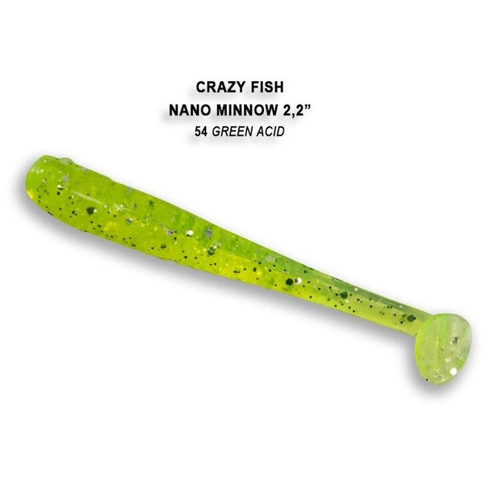 Nano Minnow 55mm Green Acid | Shrimp 2555-54-4 – softbait for Pike, Perch, Zander
