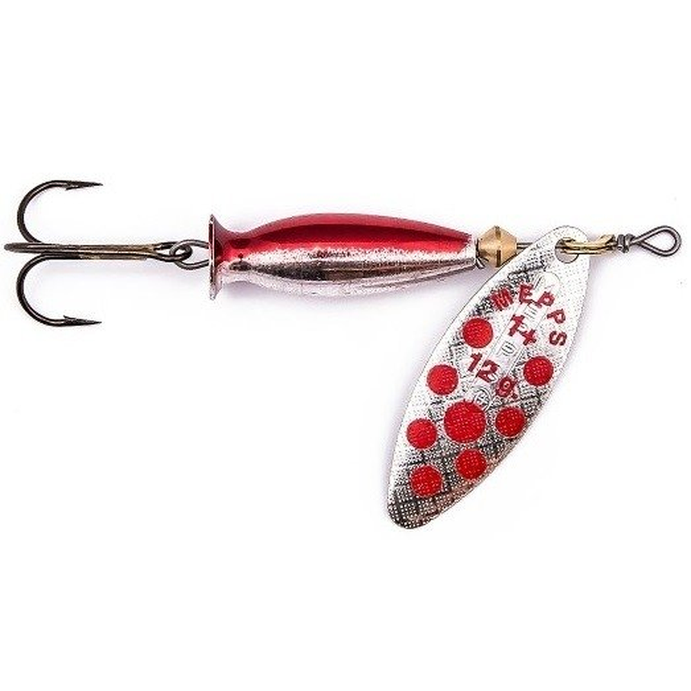 Mepps AGLIA LONGHEAVY silver/red dots 1+/12g 22304 – Lure for Pike, Perch, Zander