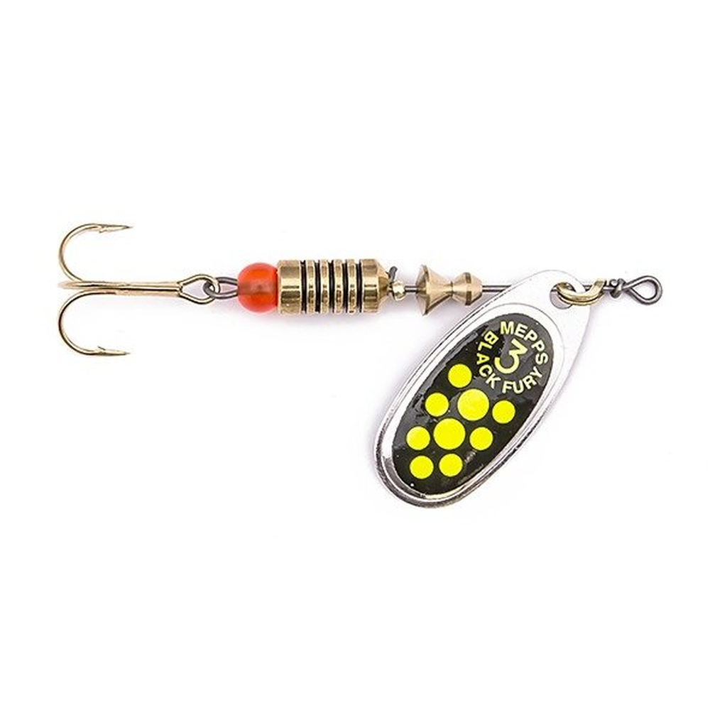 Mepps BLACK FURY silver/chartreuse dots 2/4,5g 24575 – Lure for Pike, Perch, Zander