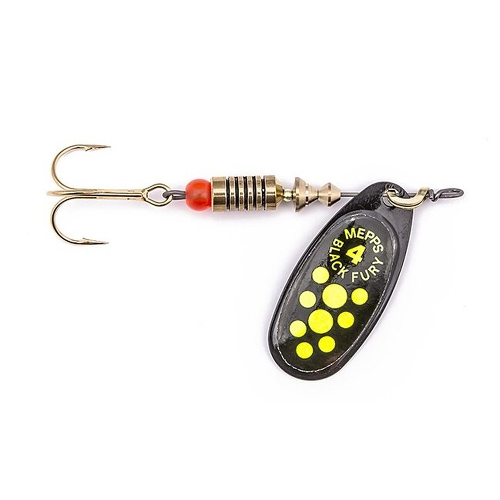 Mepps BLACK FURY black/chartreuse dots 4/8g 24254 – Lure for Pike, Perch, Zander