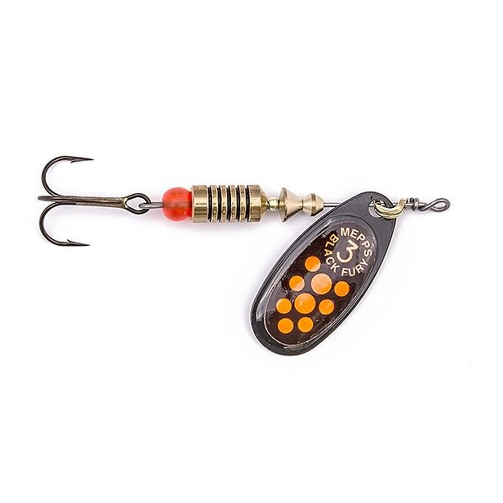 Mepps BLACK FURY black/orange dots 1/3,5g 24162 – Lure for Pike, Perch, Zander